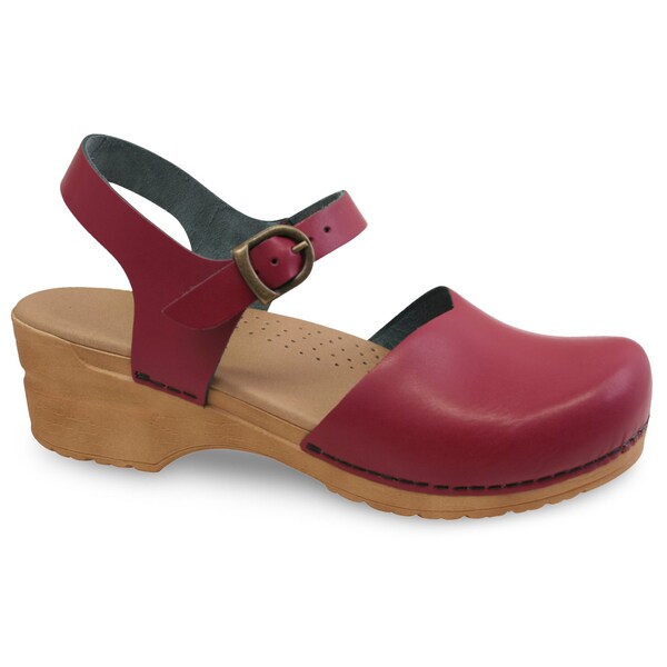 Sandal, PU Leather Upper, Polyurethane Outsole, Raspberry, Size 6.5-7 M